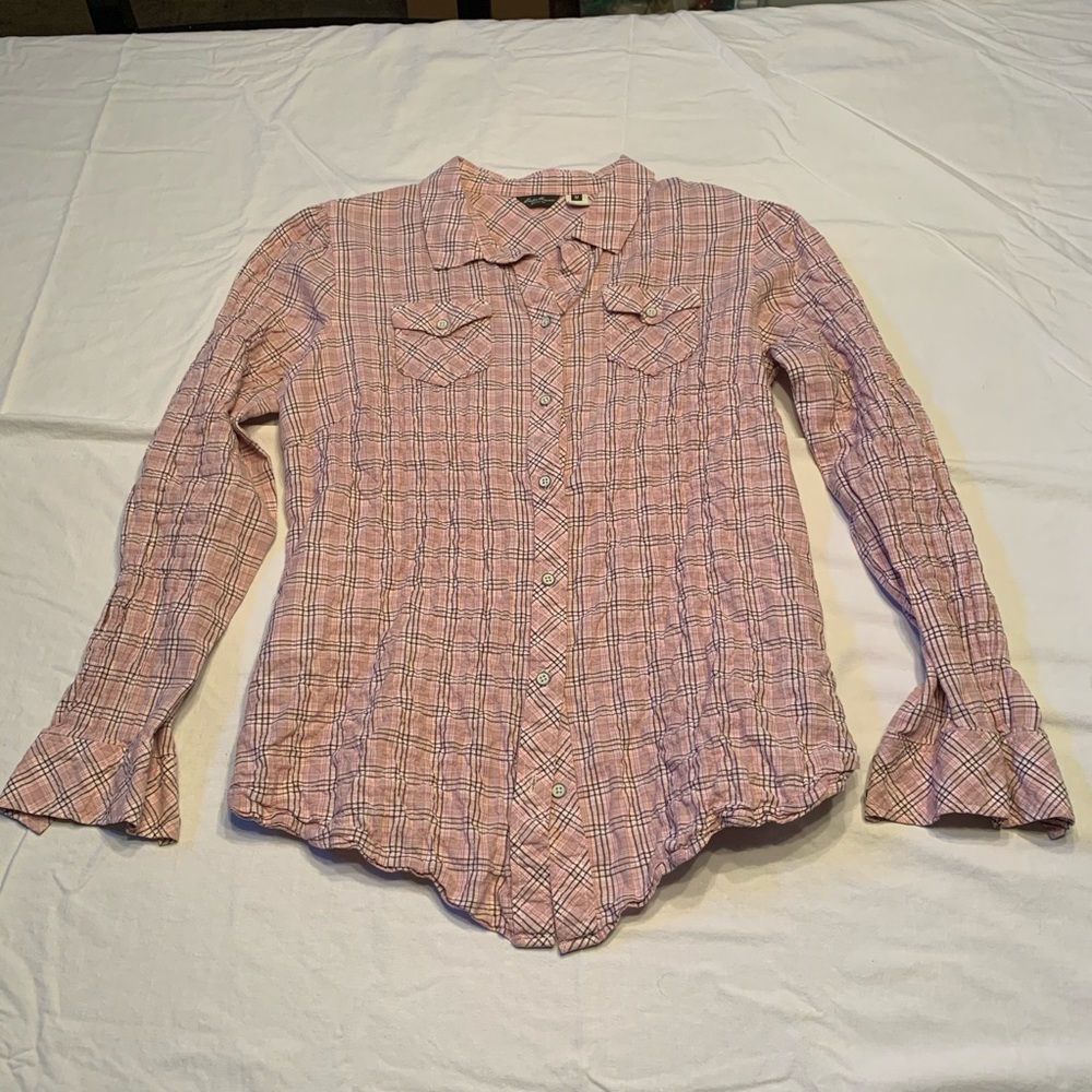 EUC Pink Plaid Eddie Bauer Top